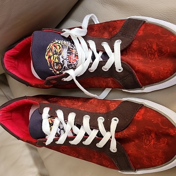 Ed Hardy Other - Ed Hardy Men's Red Jet Patterned Sneakers Size 11 Preowned